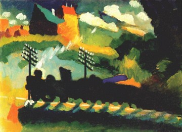 Wassily Kandinsky œuvres - Murnau vue avec le chemin de fer et le château Wassily Kandinsky